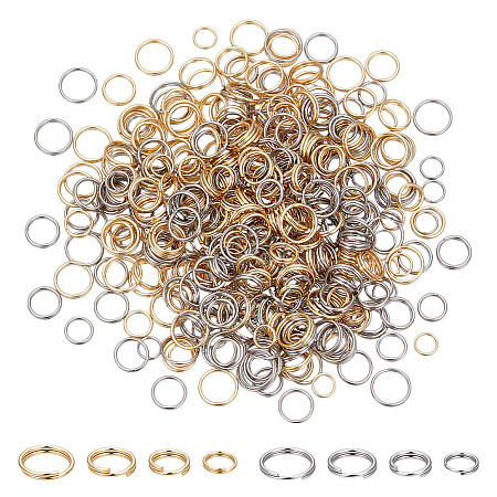 480Pcs 8 Styles 304 Stainless Steel Split Rings STAS-ME0002-62-1
