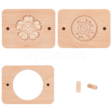 3 Styles Rose & Sakura Wooden Hand Press Moon Cake Maker WOOD-FG0001-43-1