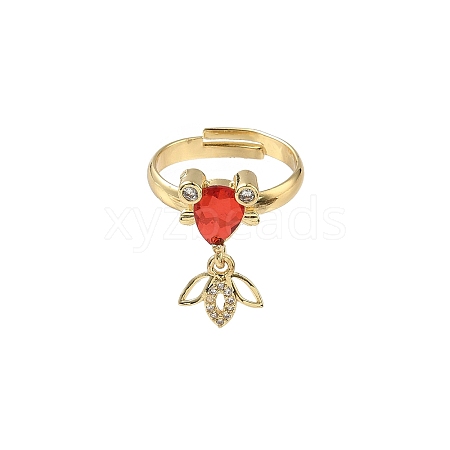 Brass Micro Pave Cubic Zirconia Adjustable Finger Rings for Women RJEW-K307-01G-21-1