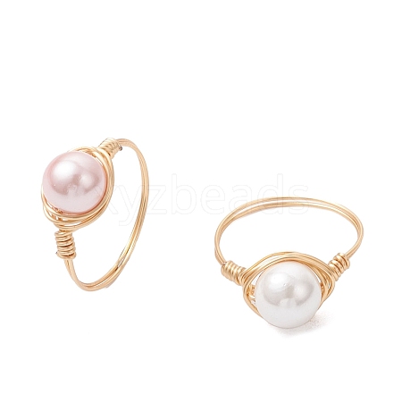 2Pcs Shell Pearl Finger Rings RJEW-JR00946-1