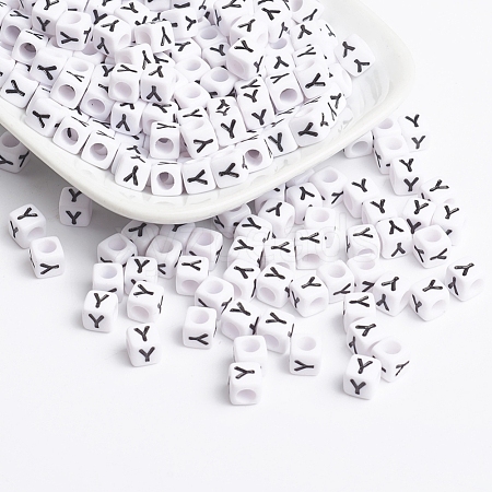 Acrylic Horizontal Hole Letter Beads PL37C9308-Y-1