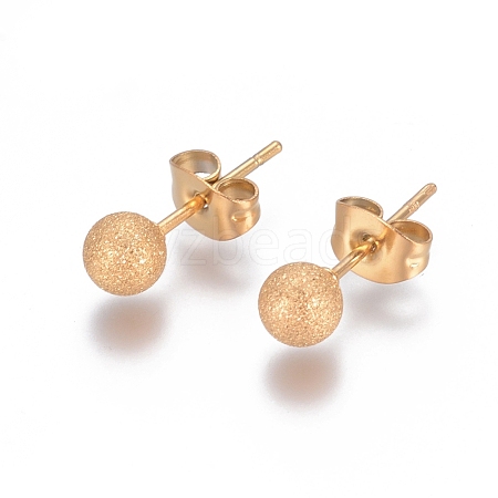 Ion Plating(IP) 304 Stainless Steel Stud Earrings EJEW-L215-58C-G-1