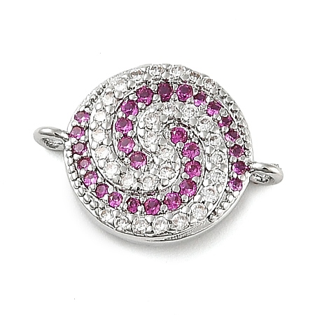 Rack Plating Brass Micro Pave Orchid & Clear Cubic Zirconia Vortex Connector Charms KK-A234-057P-1