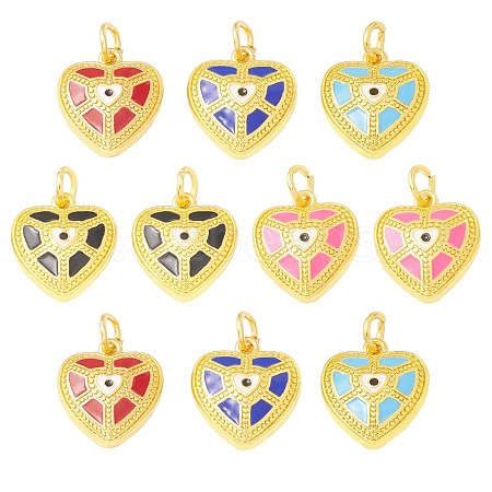 10Pcs 5 Colors Brass Enamel Pendants KK-SZ0006-04-1