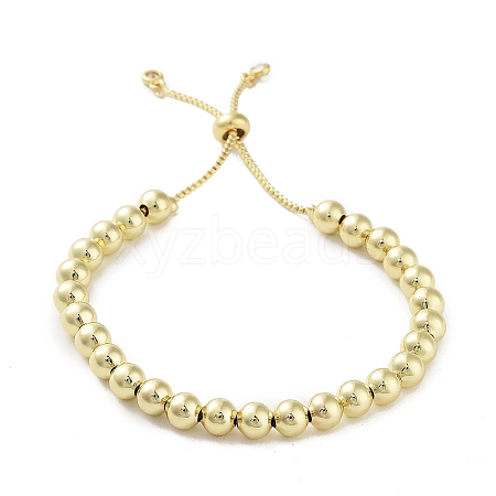 Adjustable Brass Round Beaded Slider Bracelets BJEW-D039-31B-G-1