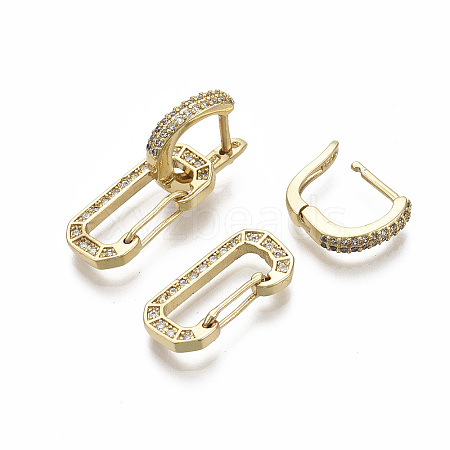 (Jewelry Parties Factory Sale)Brass Micro Pave Clear Cubic Zirconia Huggie Hoop Earring EJEW-R144-002-NF-1