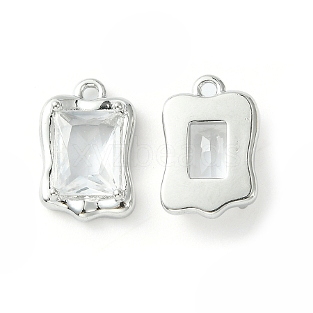 Brass Micro Pave Clear Cubic Zirconia Charms KK-L208-08P-1