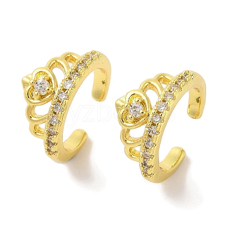 Brass Micro Pave Clear Cubic Zirconia Cuff Earrings for Women EJEW-I305-40G-1