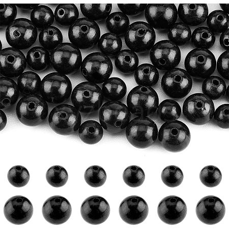 SUPERFINDINGS 400Pcs 2 Styles Undyed Natural Ebony Wood Beads WOOD-FH0001-99-1