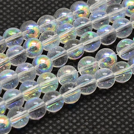 Imitate Austrian Crystal Electroplate Glass Round Bead Strands X-GLAA-F030-4mm-B01-1