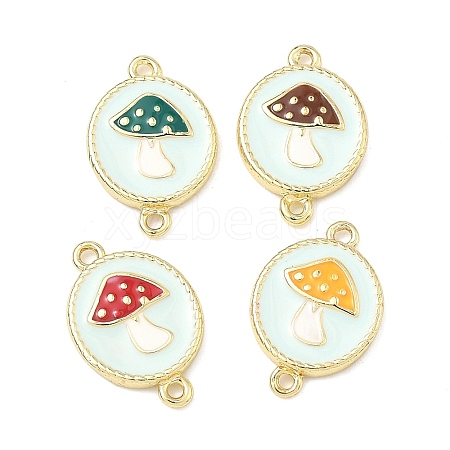 Autumn Brass Enamel Mushroom Links Connector Charms KK-K417-03C-G-1