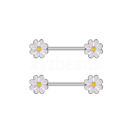 304 Stainless Steel Enamel Flower Nipple Barbells WG20A72-01-1