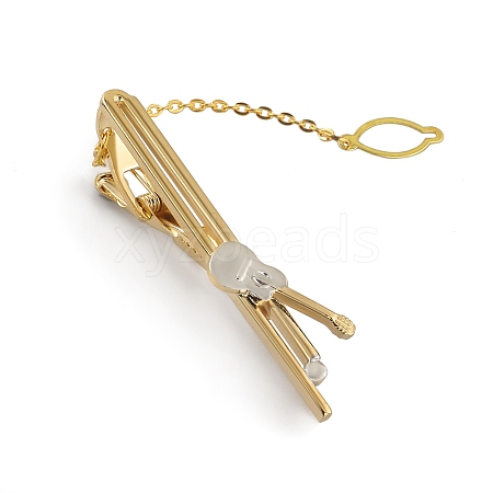 Guitar Brass Tie Clips with Chain PW-WG51E18-03-1