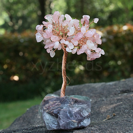 Natural Rose Quartz Chips Tree Decorations PW-WG91683-05-1