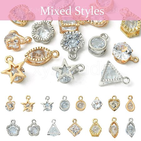 15pcs 15 Styles Alloy Charms ZIRC-YW0001-11-1