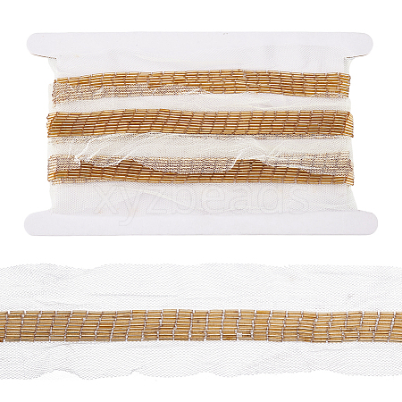 2 Yards 9-Row Glass Seed Beaded Lace Trim OCOR-FG0002-60A-1