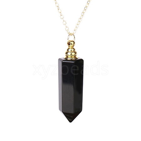 Natural Black Agate Perfume Bottle Pendant Necklace PW-WG2A891-21-1