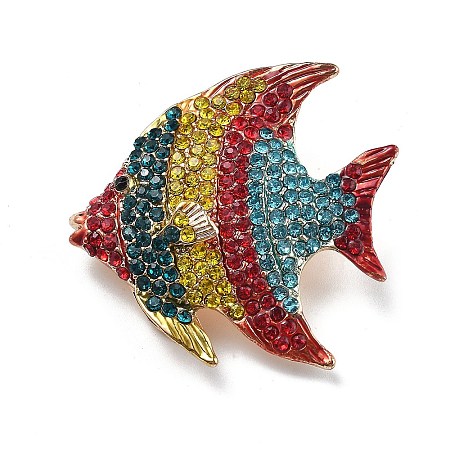 Marine Organism Alloy Rhinestone Brooches JEWB-Z034-03G-01-1