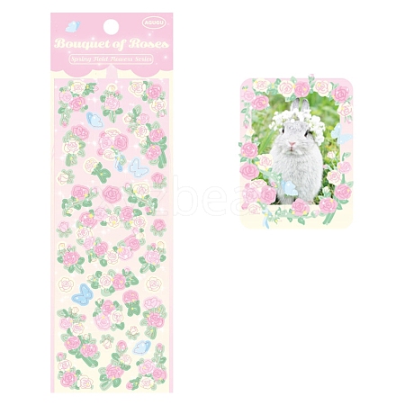 Flowers with Rabbits Paper Sticker PW-WGCFCFE-04-1