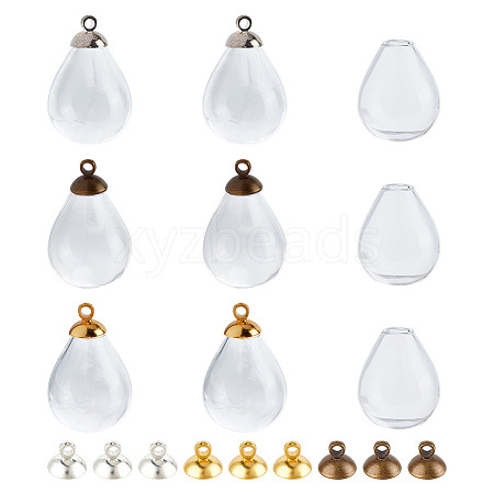 9Pcs 3 Styles Alloy Bead Cap Pendant Bails FIND-DR0001-20A-1