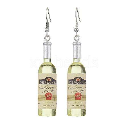 Wine Bottle Resin Dangle Earrings EJEW-JE05878-01-S-1