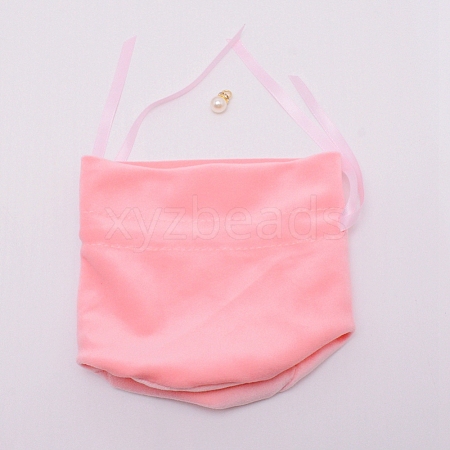 Velvet Jewelry Bags with Drawstring & Plastic Imitation Pearl X-TP-CJC0001-03G-1