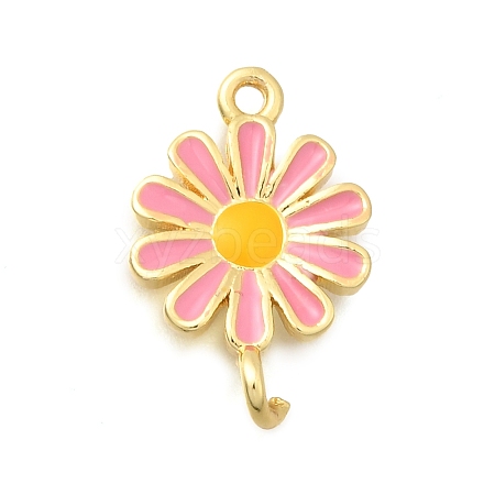 Brass Enamel Flower Links Connector Charms KK-C121-04G-02-1