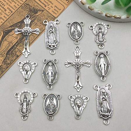 12Pcs Tibetan Style Alloy Multi-Strand Links & Pendants PW-WG063F3-01-1