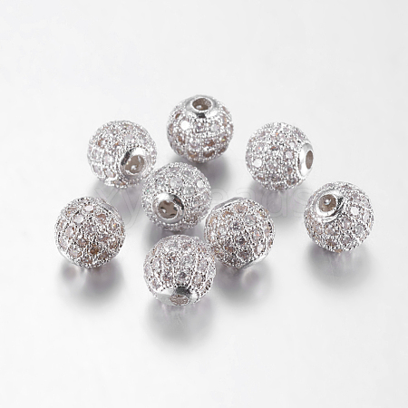 Brass Cubic Zirconia Beads X-ZIRC-F001-02P-1