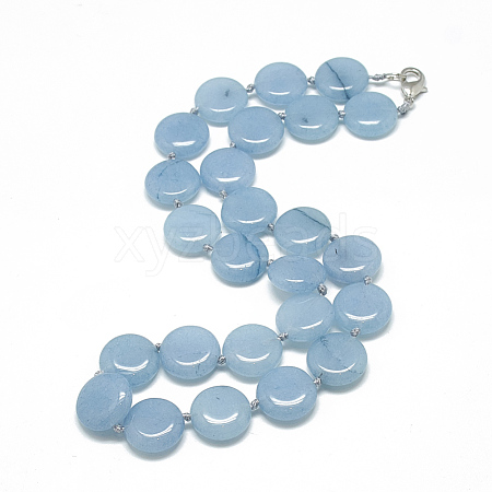 Natural Aquamarine Beaded Necklaces NJEW-S397-21-1