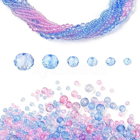 6 Styles Gradient Color Transparent Painted Glass Beads Strands DGLA-YW0001-28H-1