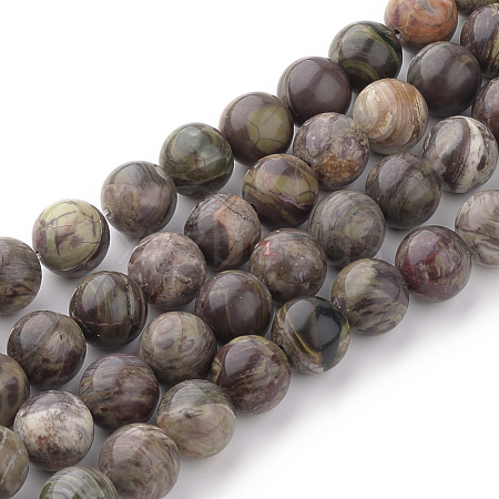 Natural Flower Agate Beads Strands G-Q462-4mm-34-1