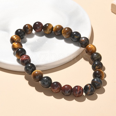 Natural Tiger Eye Bead Stretch Bracelets X-BJEW-K212-B-005-1