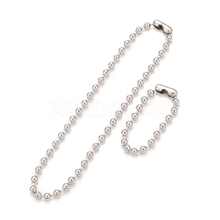 Tarnish Resistant 304 Stainless Steel Ball Chain Necklace & Bracelet Set STAS-D181-02P-01C-1