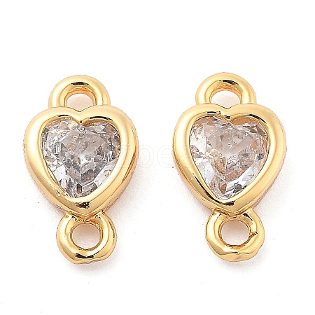 Brass Clear Cubic Zirconia Connector Charms KK-G516-11G-1