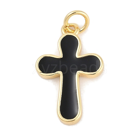 Brass Enamel Pendants KK-Q028-68G-03-1