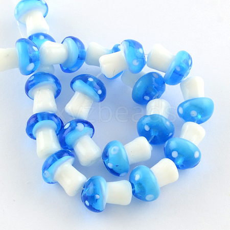 Mushroom Handmade Lampwork Beads Strands LAMP-R116-17-1