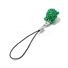 Frog Glass Seed Beads Charms Mobile Straps HJEW-MZ00122-4