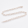 Brass Round Oval Paperclip Chain Necklace Making MAK-S072-04B-RG-2