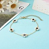Shell Pearl & Acrylic Beads Flower Link Bracelets X1-BJEW-TA00003-05-2