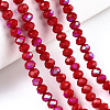Electroplate Opaque Solid Color Glass Beads Strands X1-EGLA-A034-P8mm-L21-4
