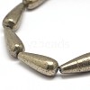 Teardrop Natural Pyrite Beads Strands G-I126-16-18x10mm-3