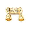 Rack Plating Brass Micro Pave Clear Cubic Zirconia Fold Over Clasps KK-E034-39G-1