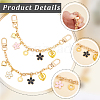 2Pcs 2 Colors Acrylic Heart & Alloy Enamel Pink and White Flower Pendant Alloy Cable Chain Bag Decorative Chains HJEW-BBC0001-35-6