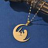201 Stainless Steel Moon with Woman Pendant Necklaces for Ramadan & Eid Mubarak NJEW-D318-02G-2