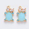 Brass Cubic Zirconia & Glass Charms KK-T049-058G-02-NF-1