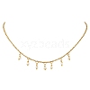 Natural Pearl Rice Pendant Bib Necklaces with 304 Stainless Steel Cable Chains NJEW-JN05944-2
