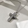 304 Stainless Steel Flower Textured Cross Urn Ashes Necklaces STAS-Z106-03AS-3