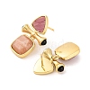 Ion Plating(IP) Natural Sunstone and Natural Rhodonite Stud Earring Findings EJEW-U014-01D-2