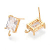 Brass with Cubic Zirconia Stud Earring Findings KK-Q789-14G-2